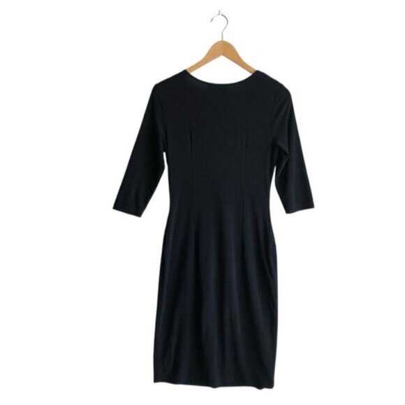 Joseph Ribkoff Faux Wrap Dress Black Size 8 Elegant Lace Cut Out - Picture 6 of 10